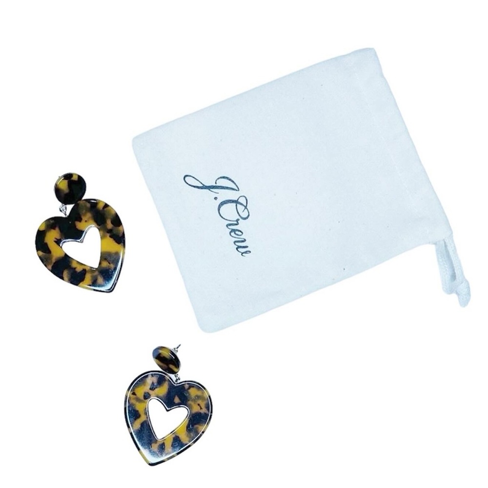 J. CREW OVERSIZED HEART EARRINGS IN ACETATE